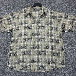 David Taylor Shirt Men Large Hawaiian Floral Button Up Short Sleeve Collared L